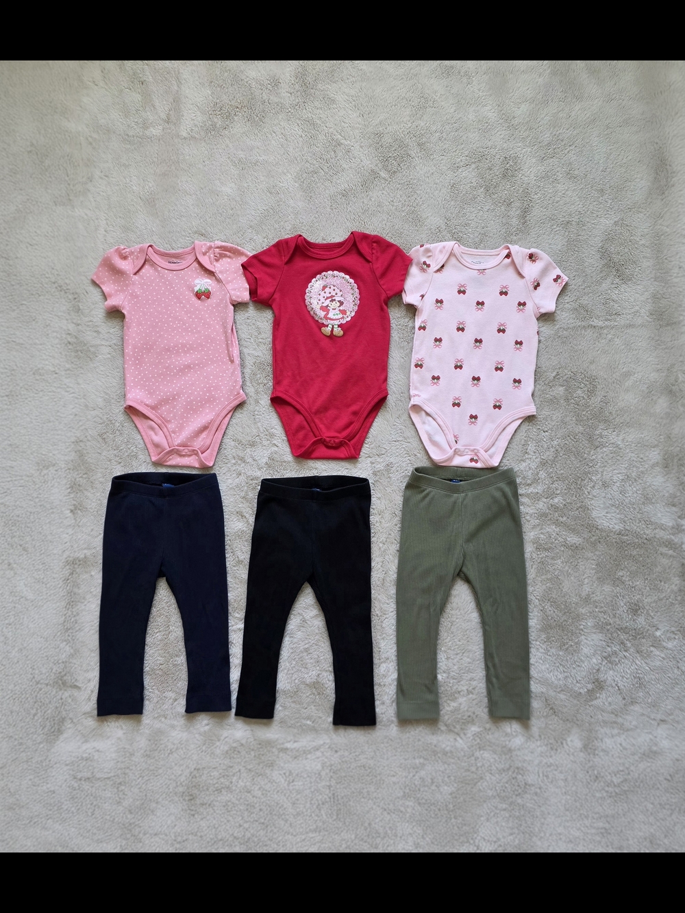 Baby Girls' Strawberry Shortcake Onesies And Leggings Bundle